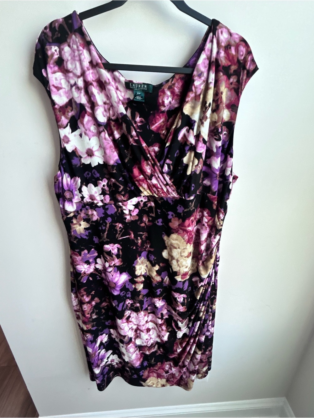 Lauren Ralph Lauren Purple Floral Sleeveless Wrap-Front Dress size 22 EUC